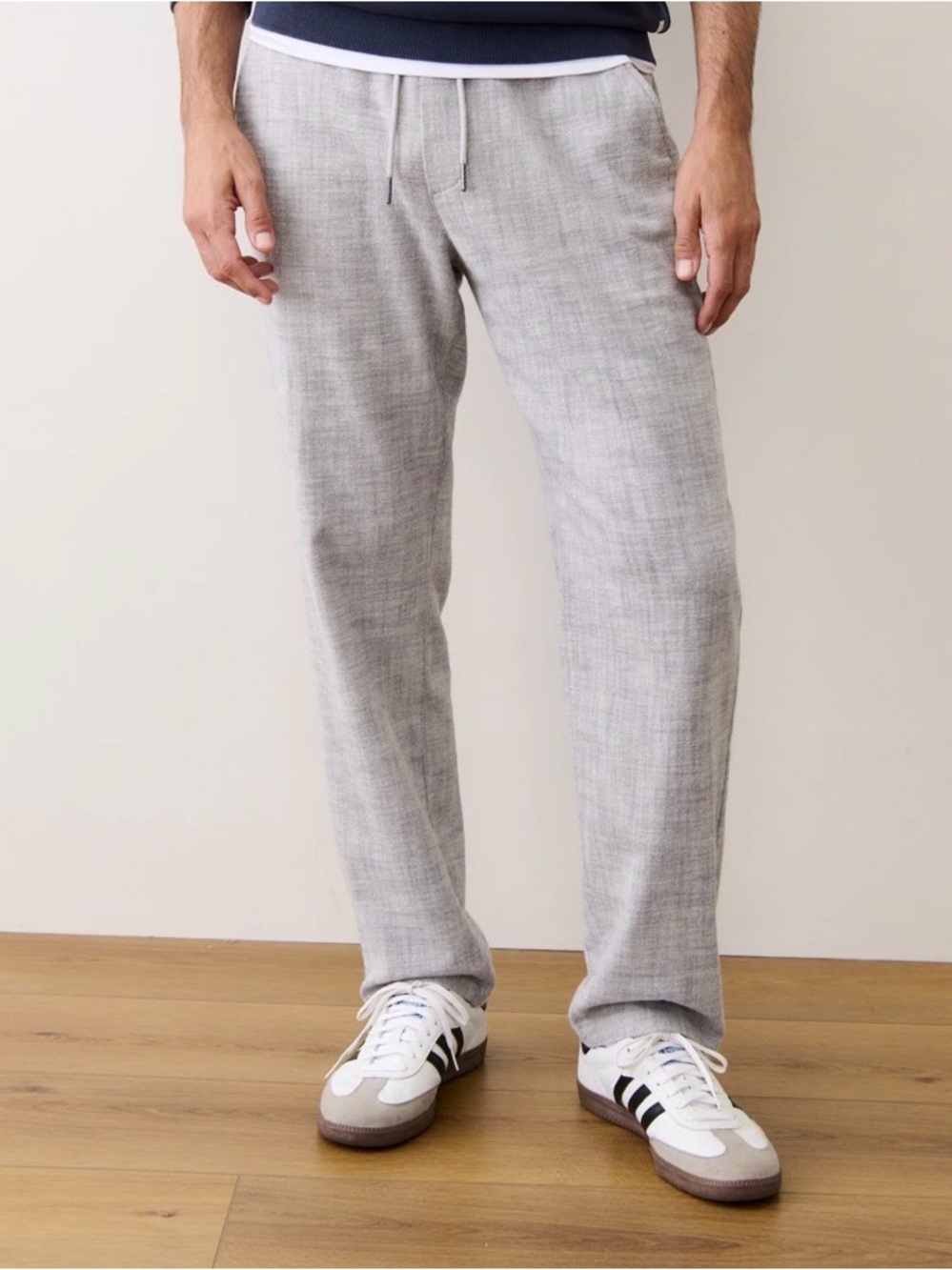 Men's Light Blue-Gray Linen Pants - Modern Straight Fit
